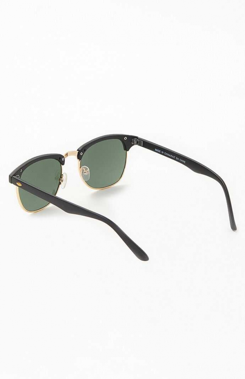 Gafas de Sol PacSun Small Metal Fifty-Fifty Hombre Negras Doradas | LEWPK6485