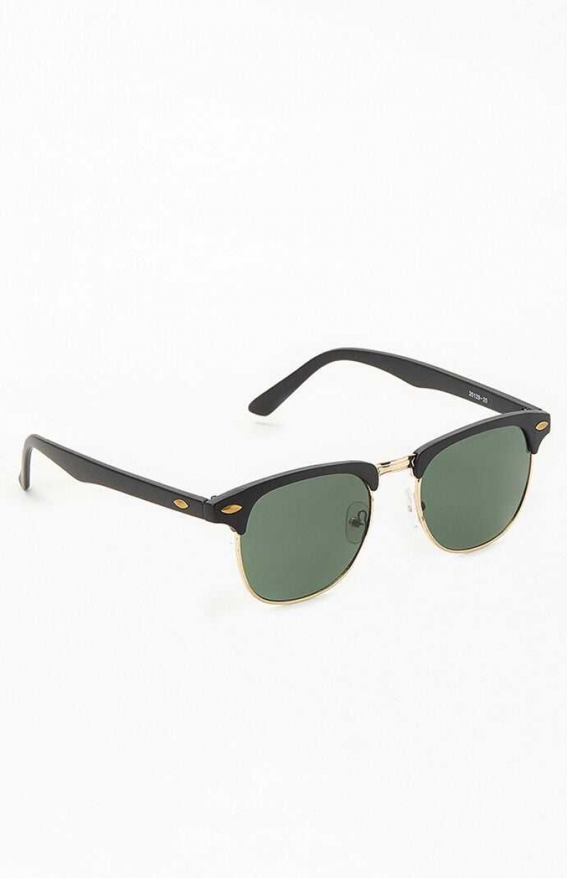 Gafas de Sol PacSun Small Metal Fifty-Fifty Hombre Negras Doradas | LEWPK6485