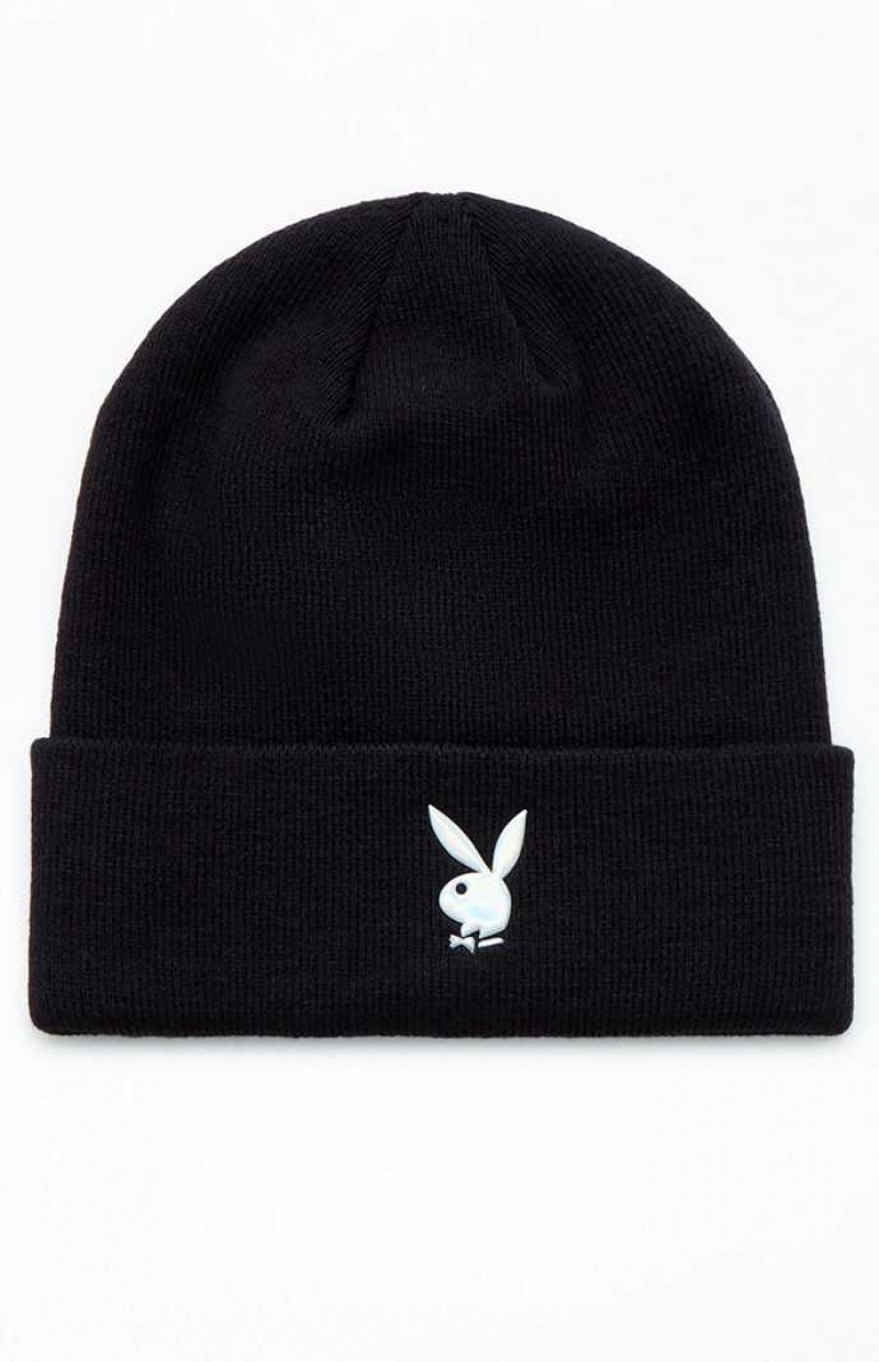 Gorro PacSun Playboy By Bunny Acanalado Mujer Negras | UCMWJ9352