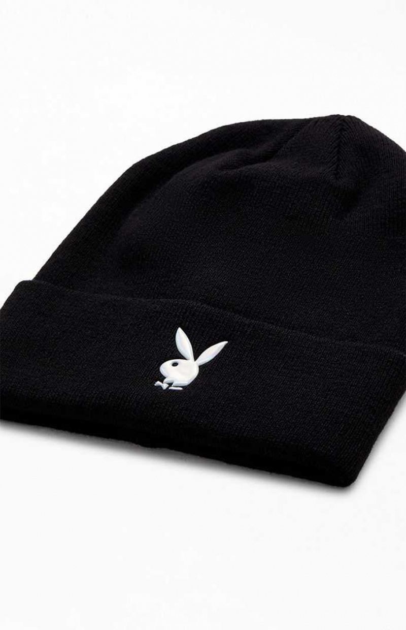 Gorro PacSun Playboy By Bunny Acanalado Mujer Negras | UCMWJ9352