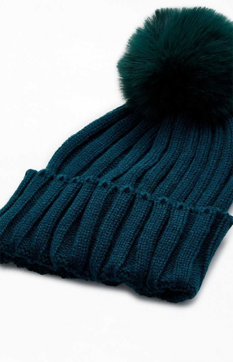 Gorro PacSun Pom Pom Mujer Verde | PKTLU1537