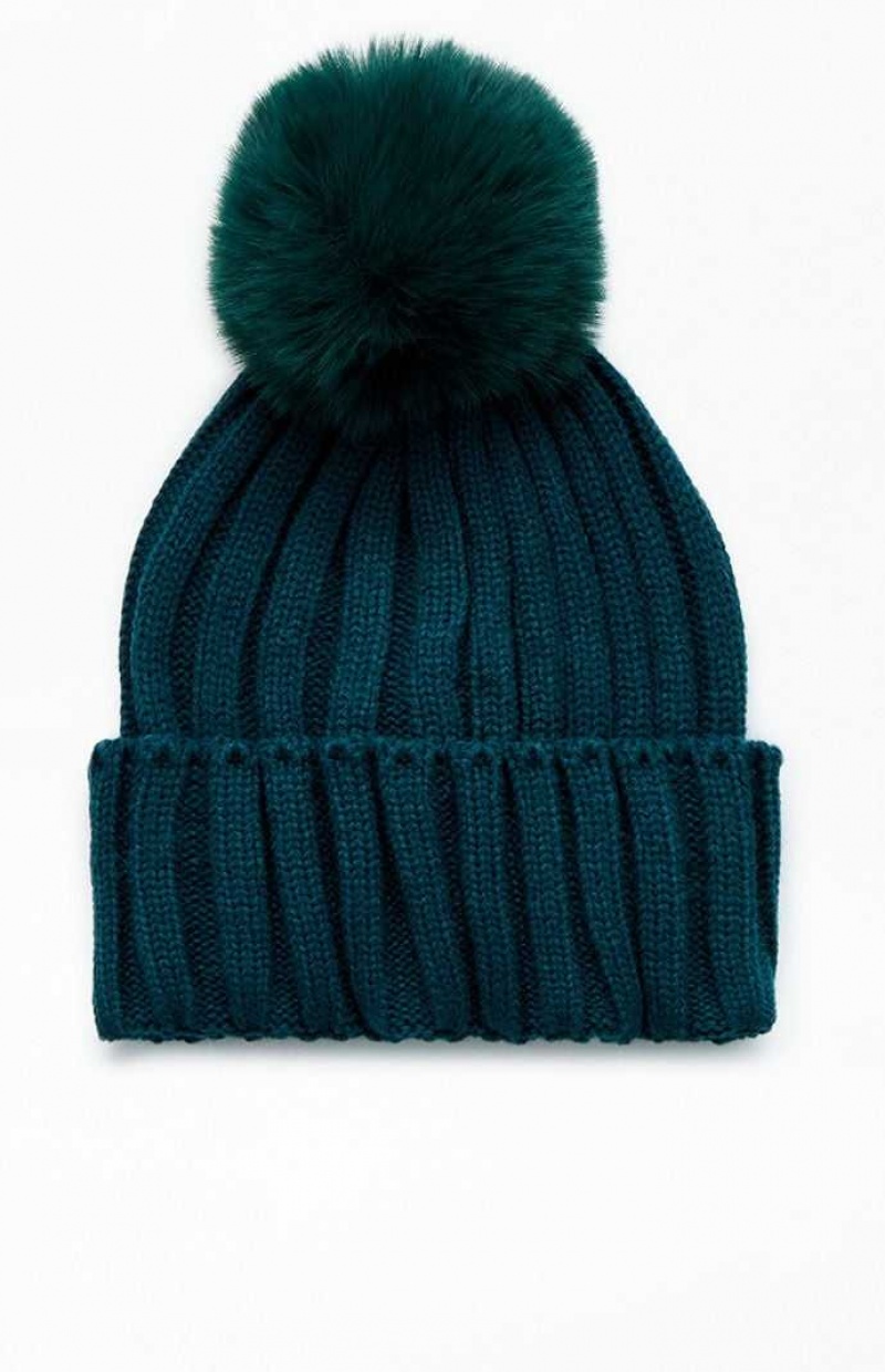 Gorro PacSun Pom Pom Mujer Verde | PKTLU1537