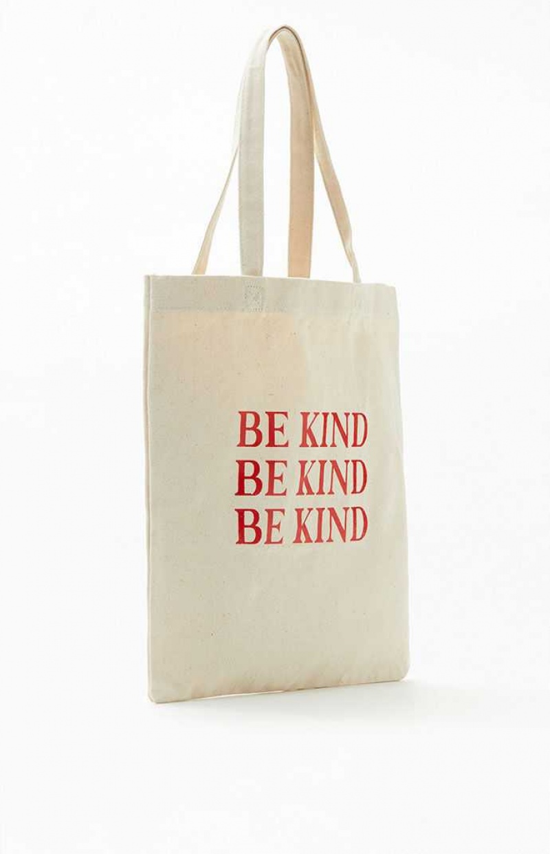 Handbags PacSun Be Kind Tote Mujer Beige | DKFXT5361