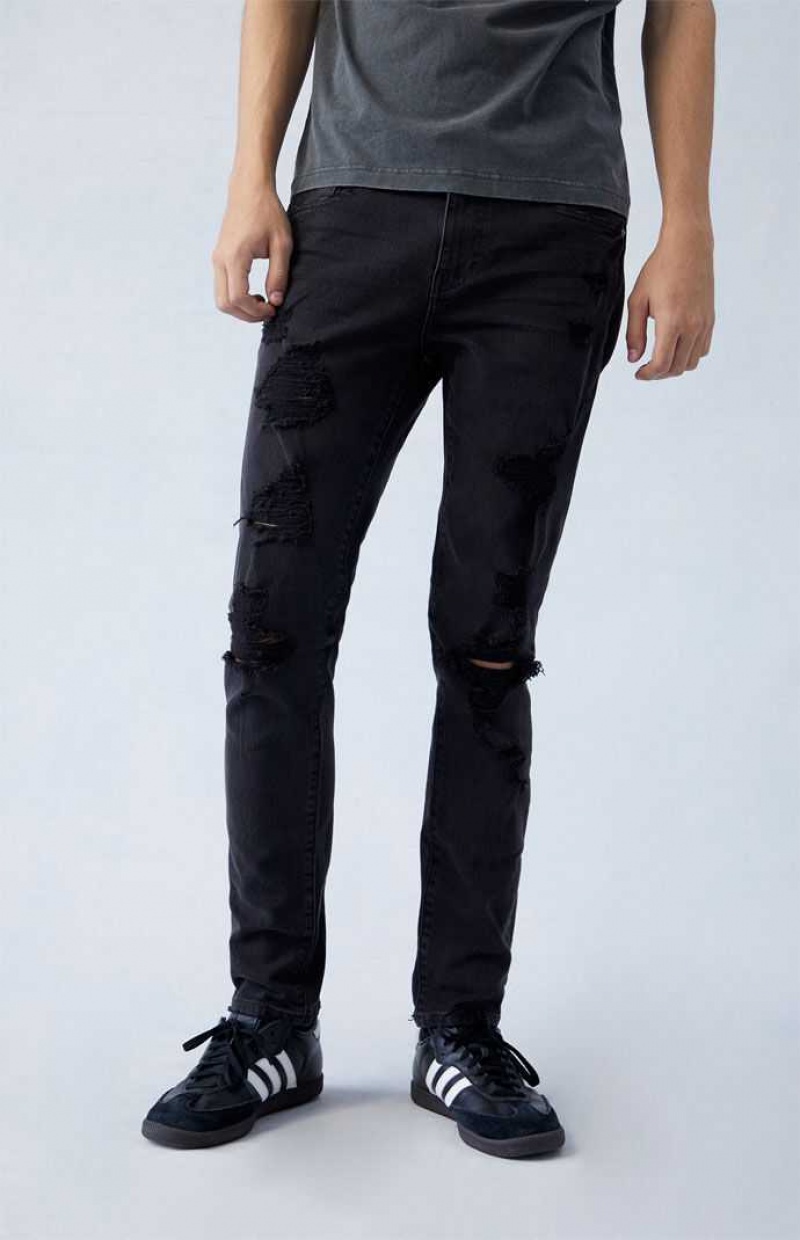 Jeans PacSun Comodidad Stretch Black Flaco Hombre Negras | IAHZU1320