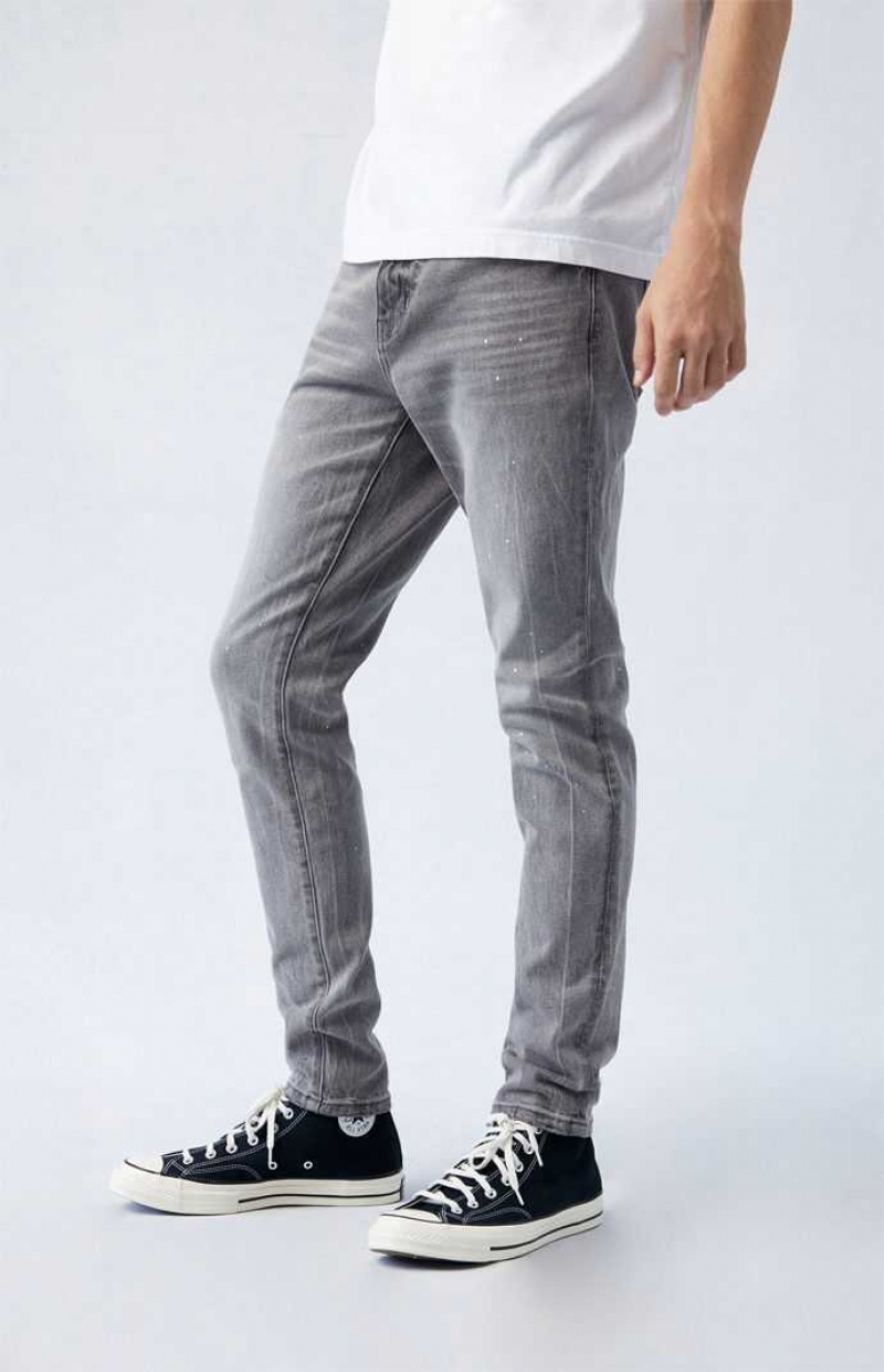 Jeans PacSun Comodidad Stretch Gray Stacked Flaco Hombre Gris | JICAV1054