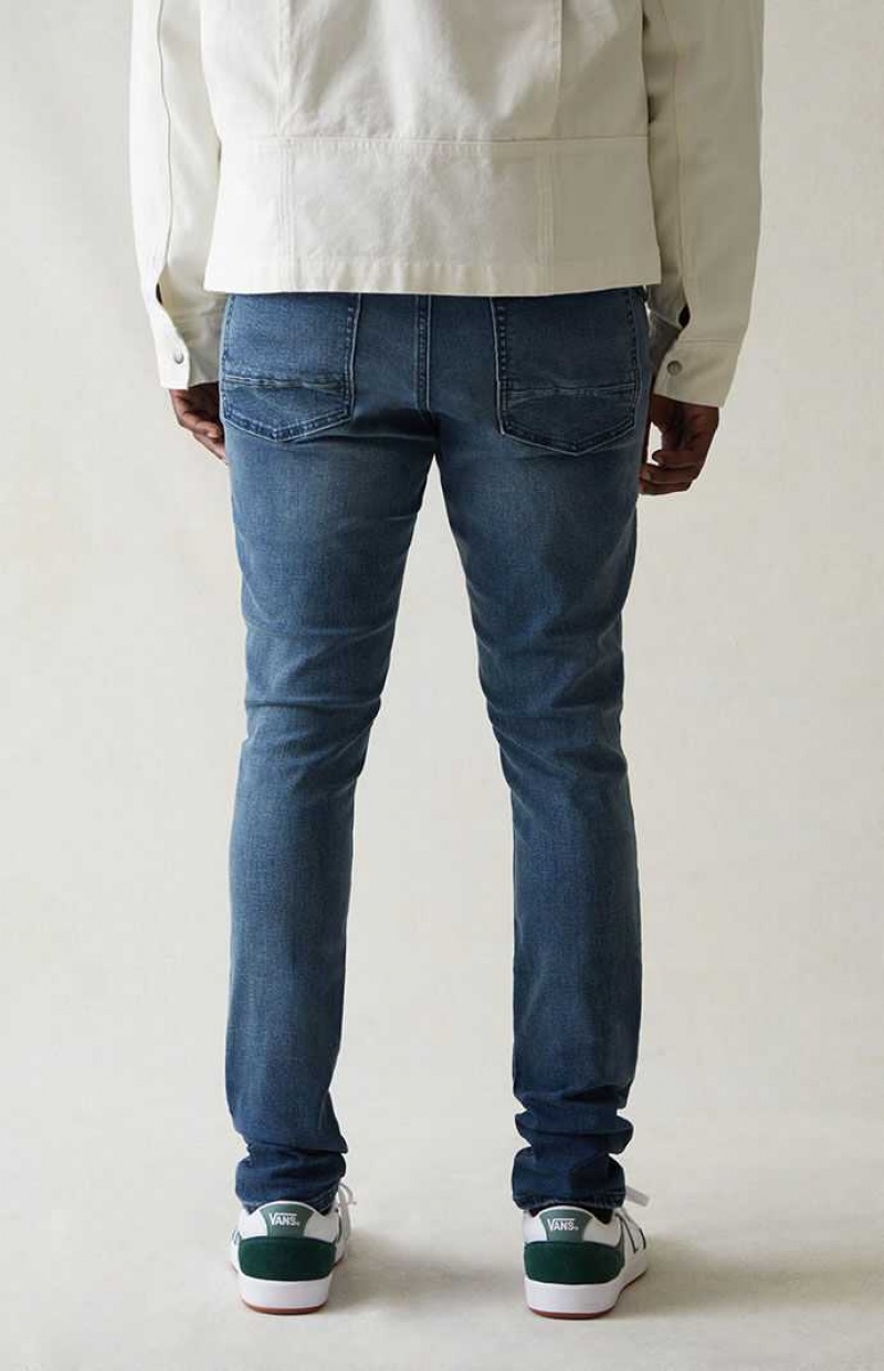 Jeans PacSun Eco High Stretch Indigo Stacked Flaco Hombre Indigo Oscuro | ZFMBO9583