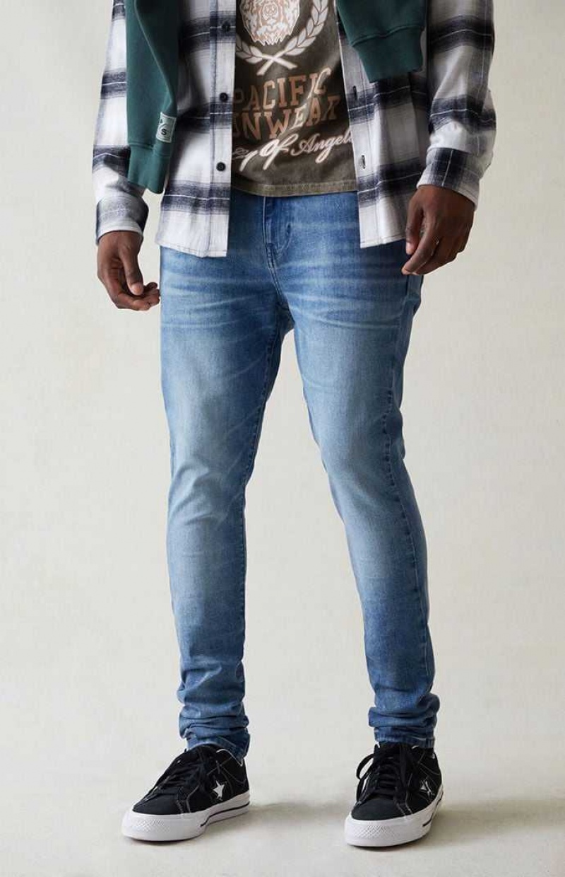 Jeans PacSun High Stretch Indigo Stacked Flaco Hombre Indigo | DCUGQ5340