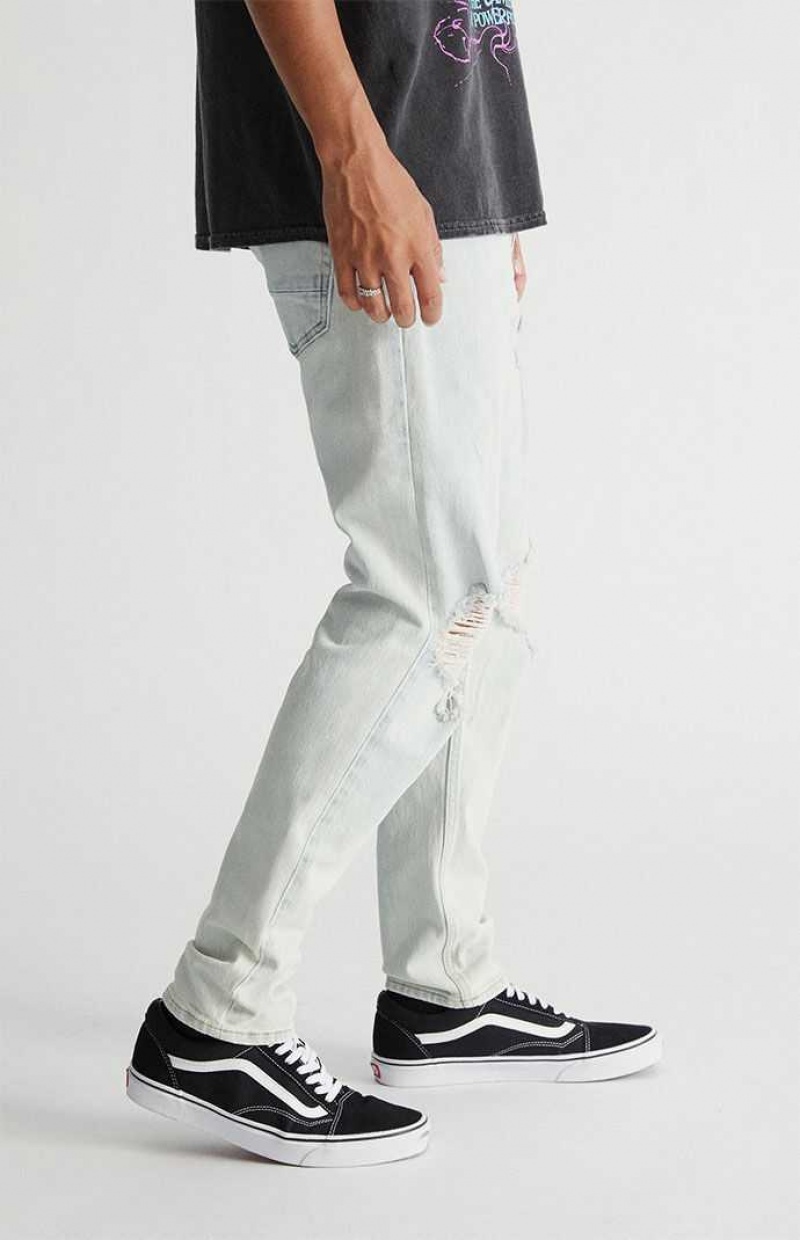 Jeans PacSun Light Destroyed Slim Taper Hombre Indigo Claro | IRCDW6875