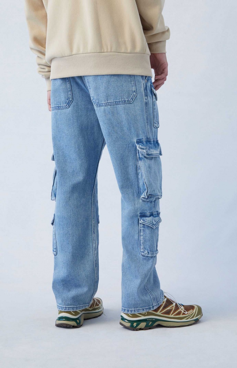 Jeans PacSun Light Indigo Directo Cargo Hombre Indigo Claro | BZFQH7390