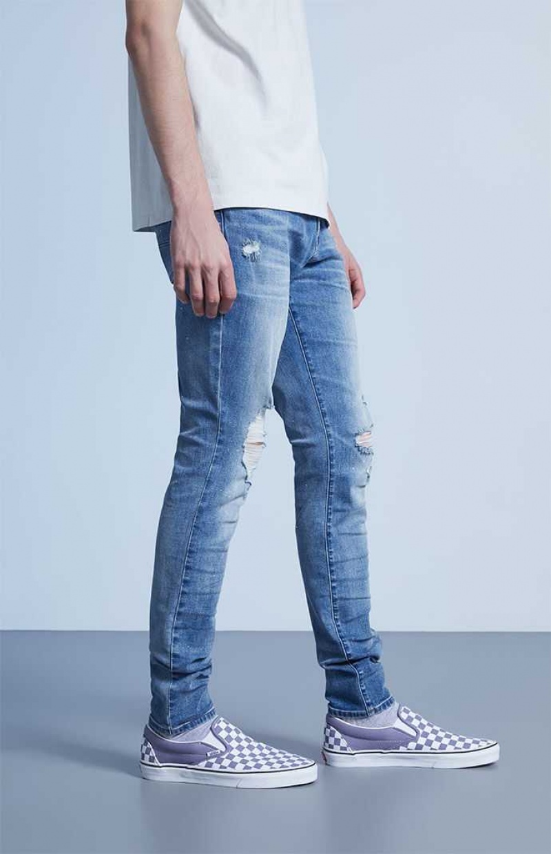 Jeans PacSun Stacked Flaco Indigo Comodidad Stretch Hombre Azules Oscuro | TBVGD5104