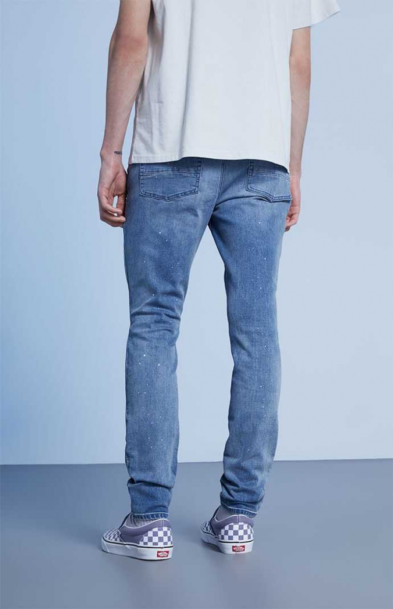 Jeans PacSun Stacked Flaco Indigo Comodidad Stretch Hombre Azules Oscuro | TBVGD5104