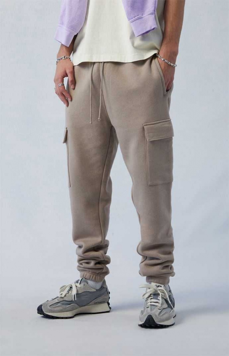 Pantalon Deportivo PacSun Eco Tan Slim Fleece Cargo Hombre Gris Marrones | CIPYE8945