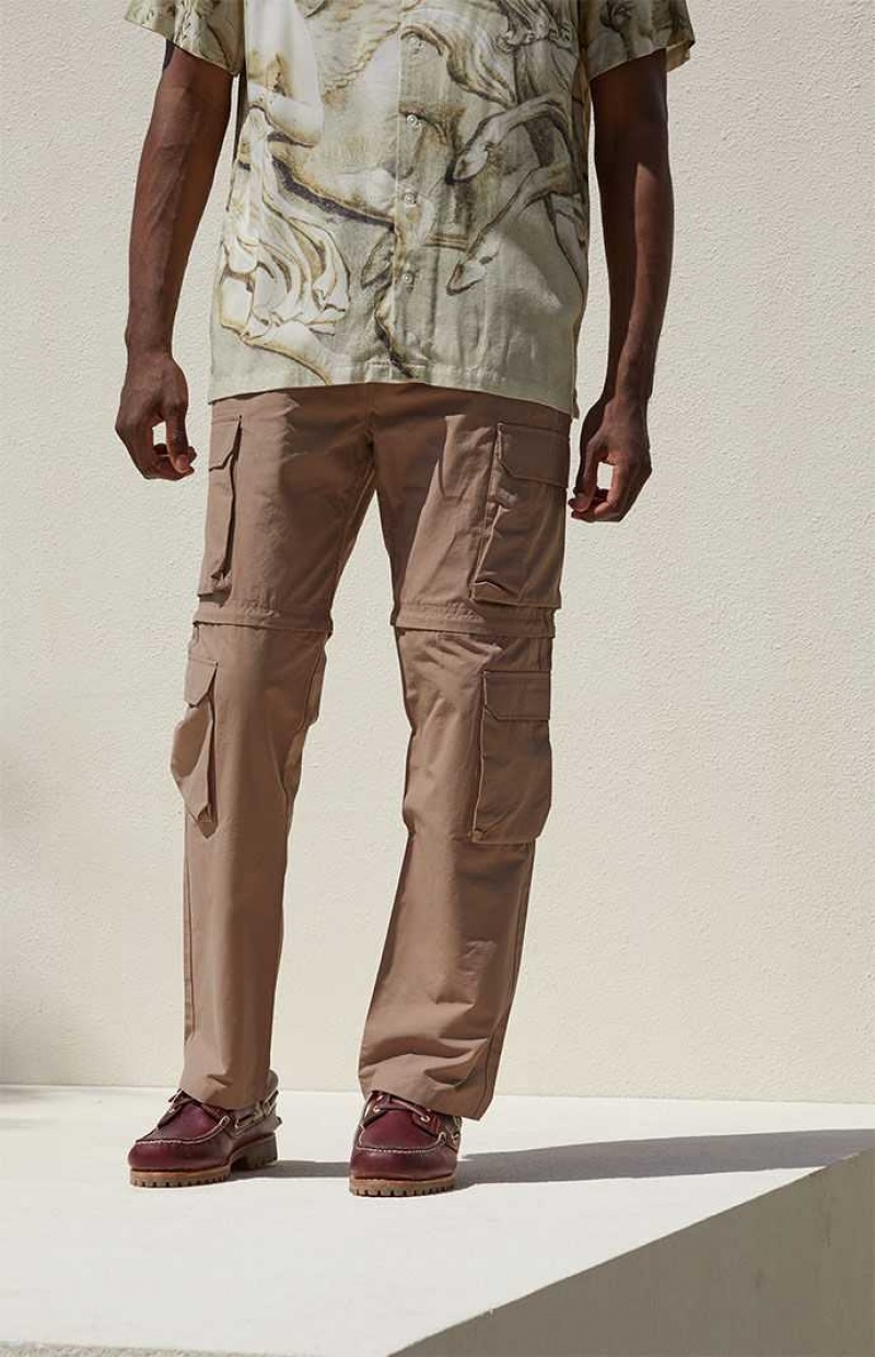 Pantalon PacSun Brown Zip Off Cargo Hombre Marrones | FCZNM5410