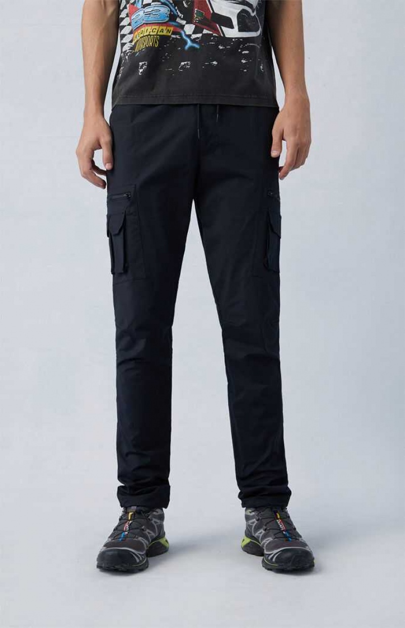 Pantalon PacSun Eco Stretch Black Slim Cargo Hombre Negras | BAXVF4327