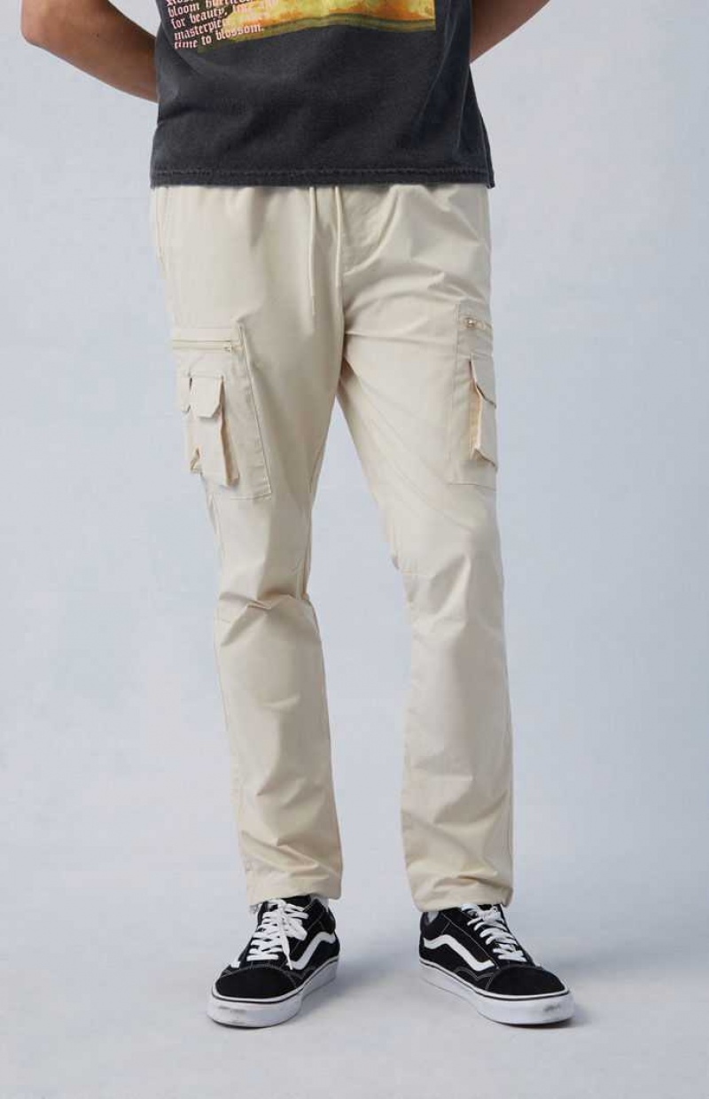 Pantalon PacSun Eco Stretch Cream Slim Cargo Hombre Kaki | MQDPJ7361