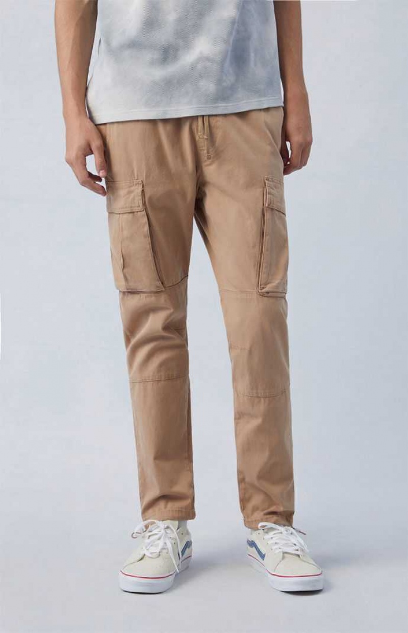 Pantalon PacSun Eco Stretch Lona Khaki Slim Cargo Hombre Kaki | HWITQ7203