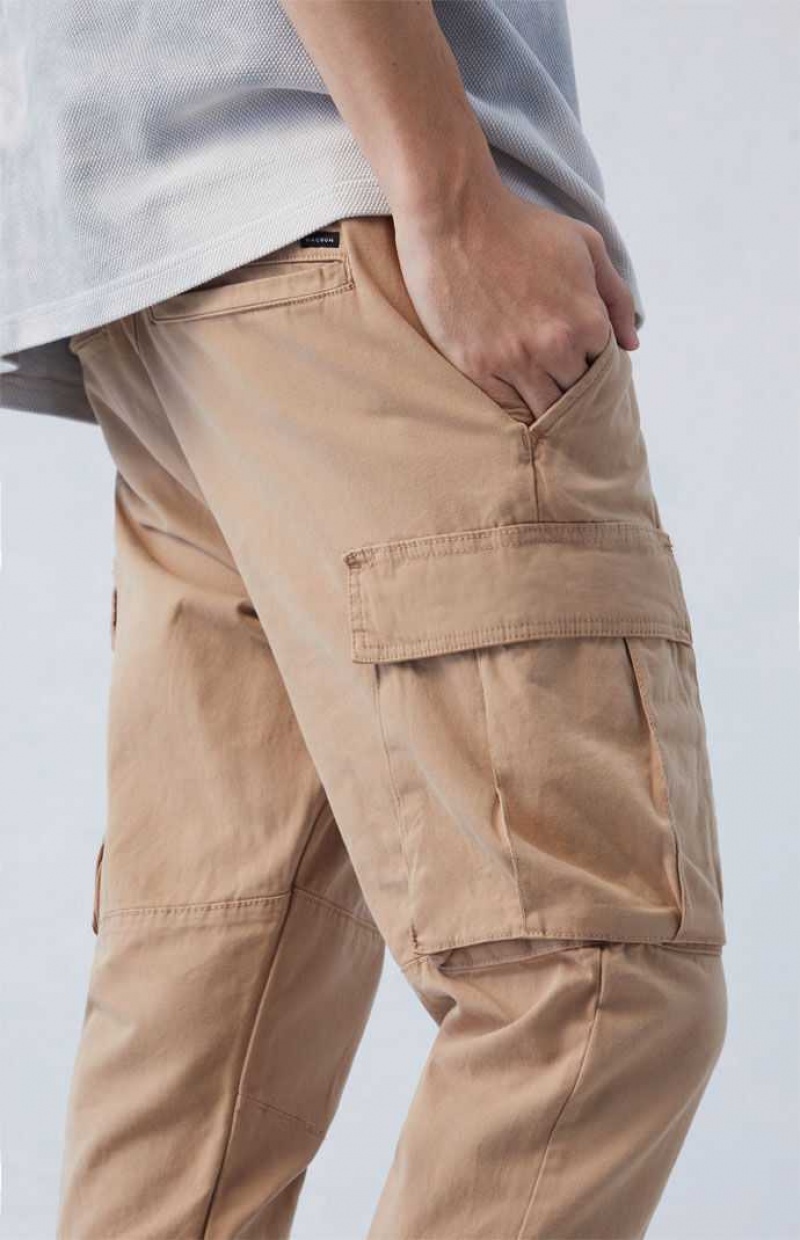 Pantalon PacSun Eco Stretch Lona Khaki Slim Cargo Hombre Kaki | HWITQ7203