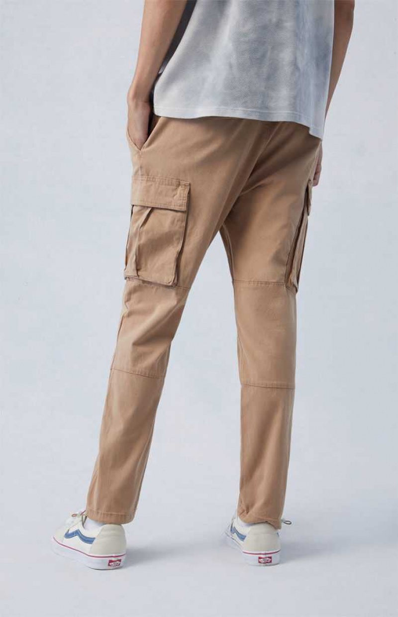 Pantalon PacSun Eco Stretch Lona Khaki Slim Cargo Hombre Kaki | HWITQ7203