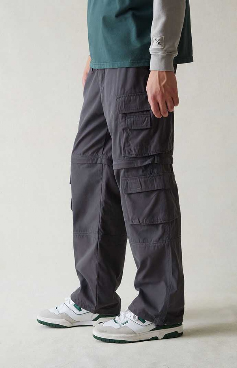 Pantalon PacSun Lona Gray gy Zip Off Cargo Hombre Gris Oscuro | OYIJD0816