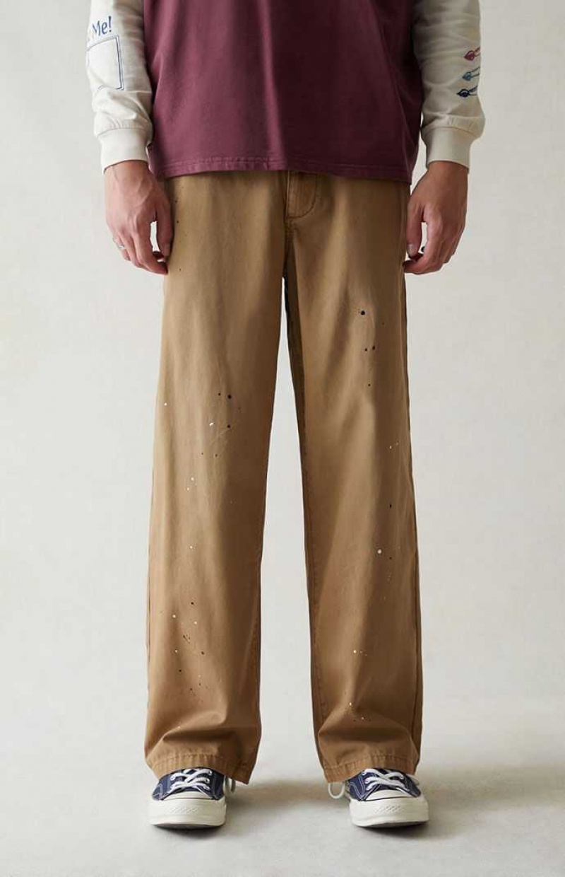 Pantalon PacSun Lona Khaki Workwear Chino Hombre Kaki | ULDWF6589