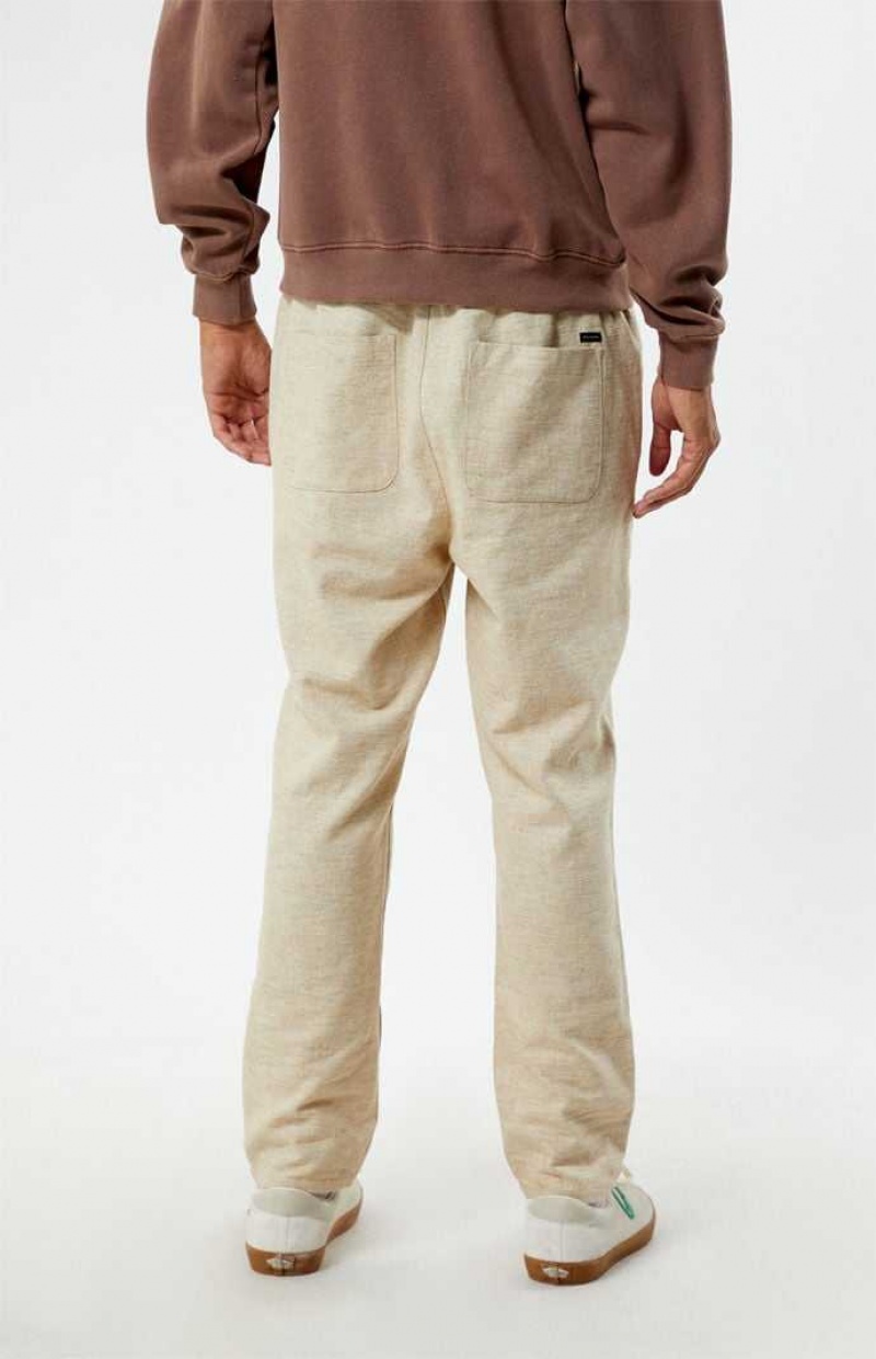 Pantalon PacSun Slim Linen Hombre Creme | PVWZH7102