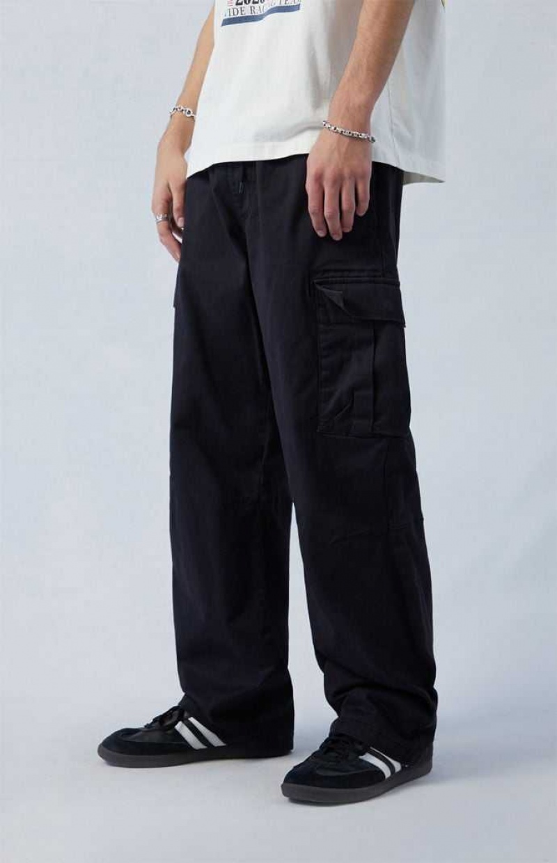 Pantalon PacSun Stretch Lona Black gy Cargo Hombre Negras | GZBPC7034