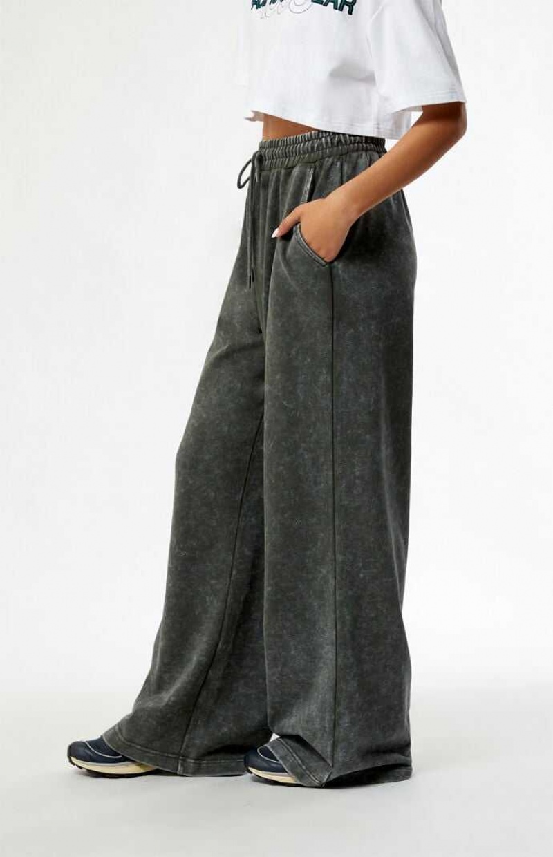 Pantalones PacSun Acid Wash Anchos Leg Mujer Gris | EPASF1943