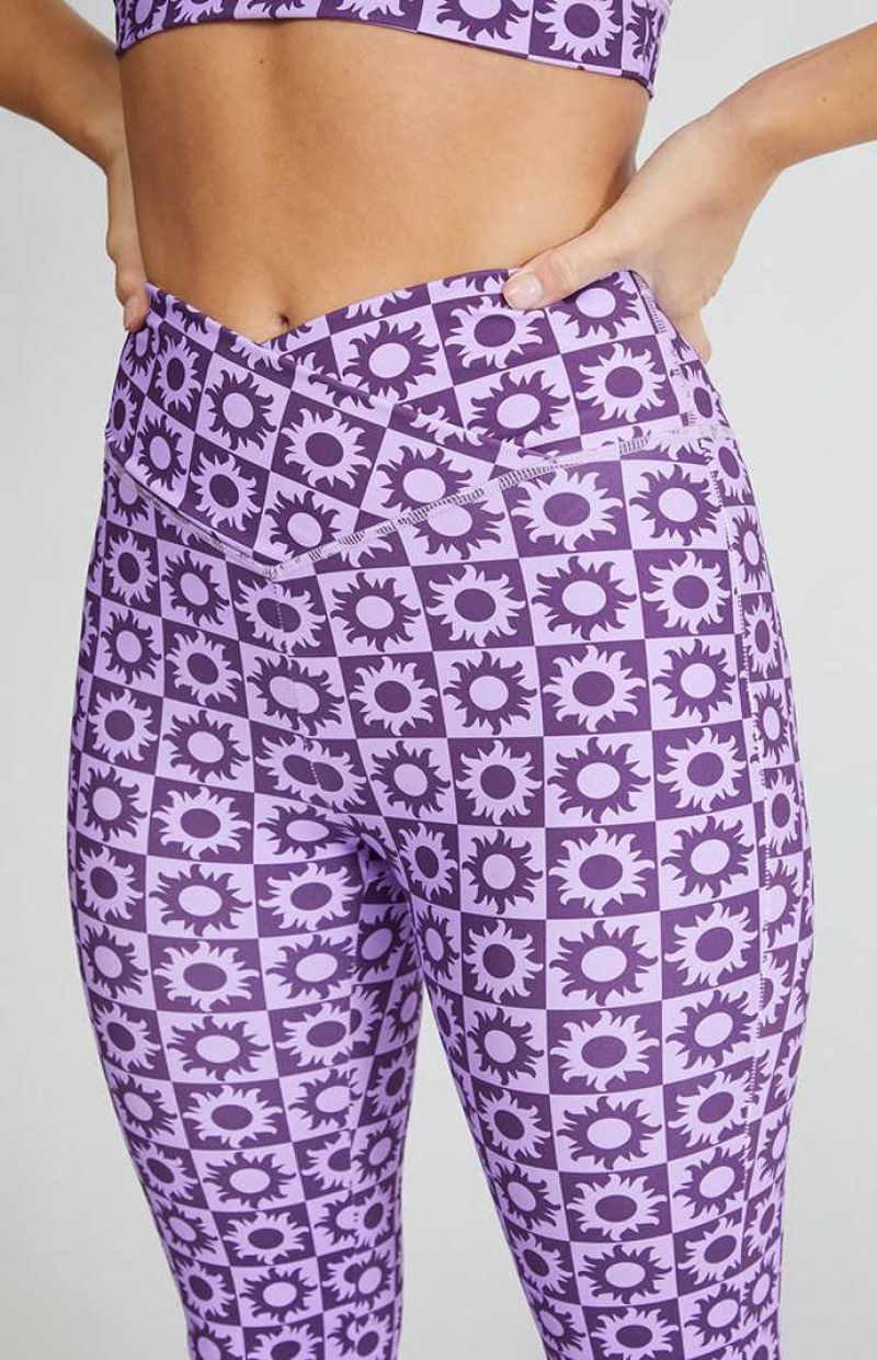 Pantalones PacSun Active Flying V Flare Yoga Mujer Moradas | OEKNA1326