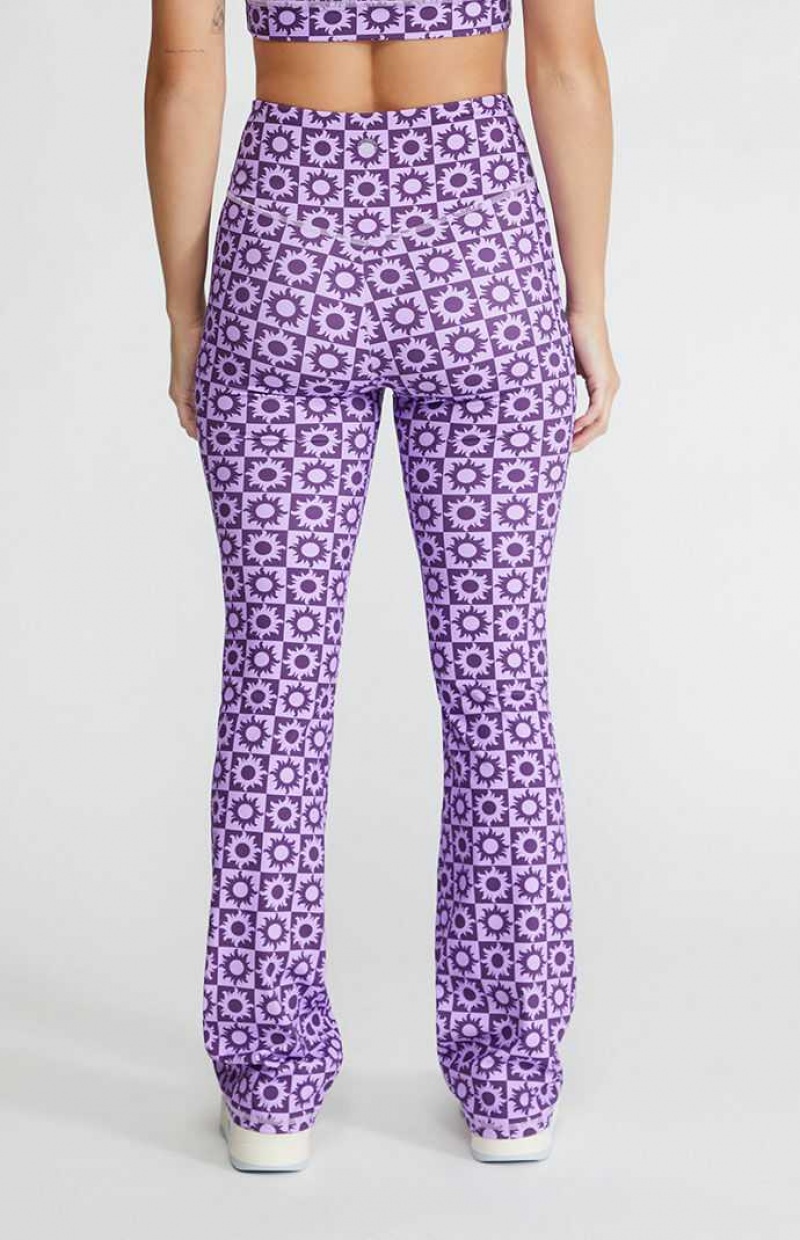 Pantalones PacSun Active Flying V Flare Yoga Mujer Moradas | OEKNA1326