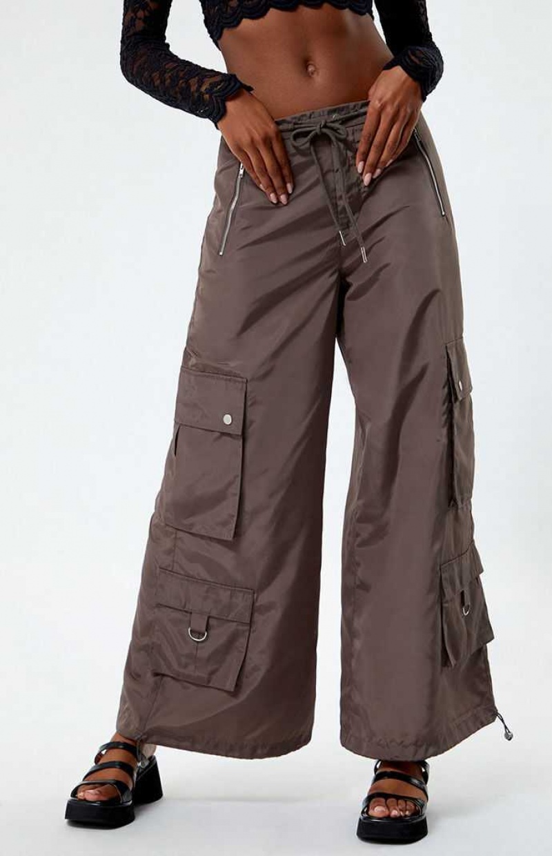 Pantalones PacSun Anchos Leg gy Mujer Gris Oscuro | LONPB0654