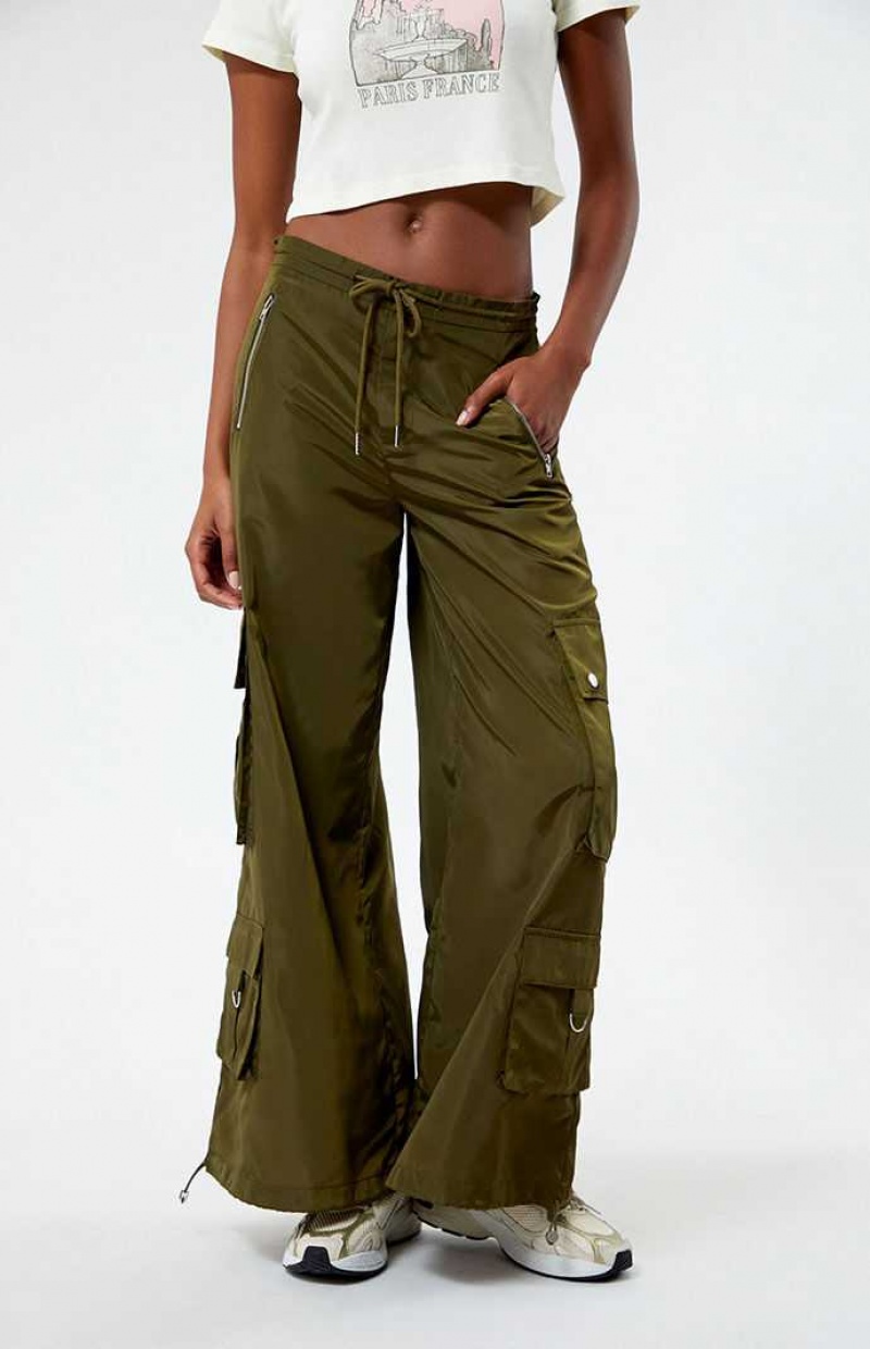 Pantalones PacSun Anchos Leg gy Mujer Verde Oliva | LKBET5849