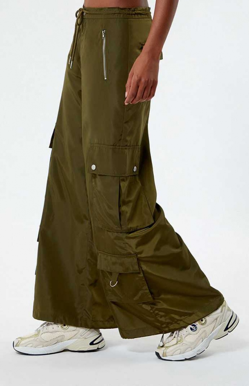 Pantalones PacSun Anchos Leg gy Mujer Verde Oliva | LKBET5849