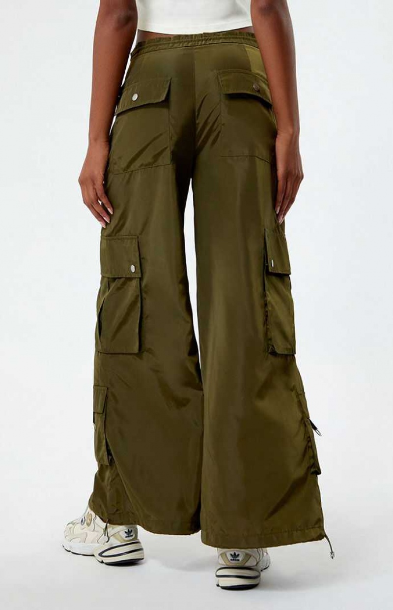 Pantalones PacSun Anchos Leg gy Mujer Verde Oliva | LKBET5849