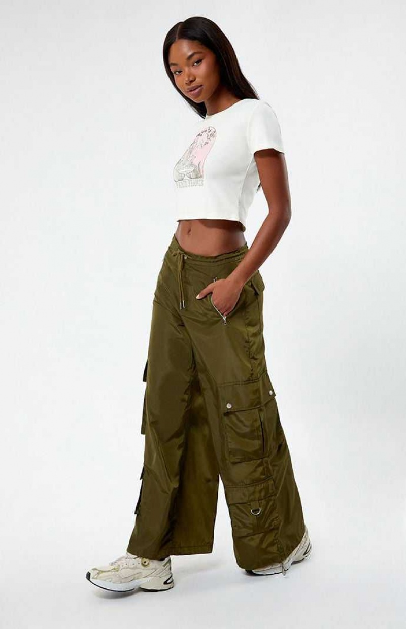 Pantalones PacSun Anchos Leg gy Mujer Verde Oliva | LKBET5849