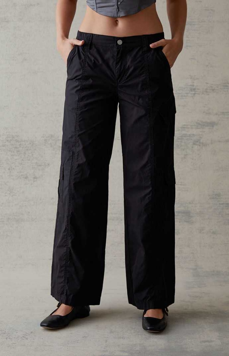 Pantalones PacSun Anthracite Low Rise Cargo Puddle Mujer Gris Oscuro | TUZMR4261