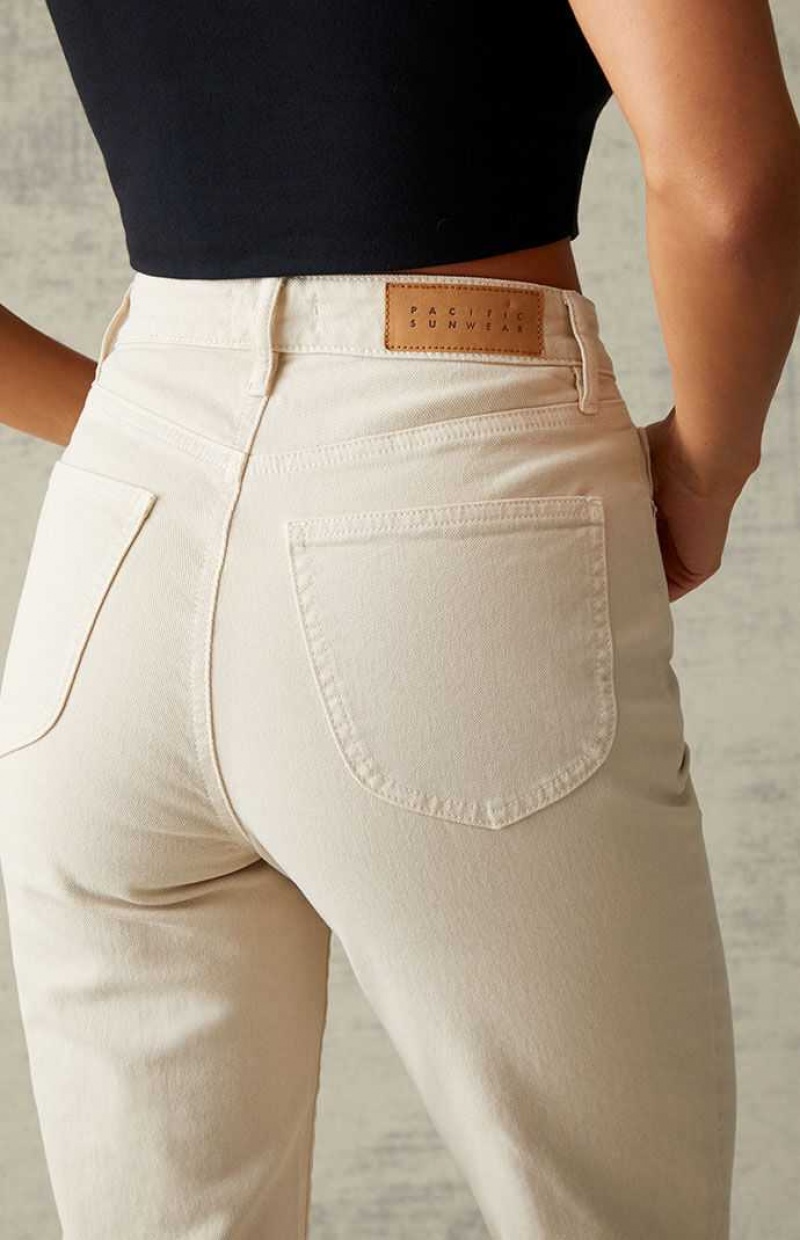 Pantalones PacSun Beige Curve Directo Leg Mujer Beige | ZHMOV0835