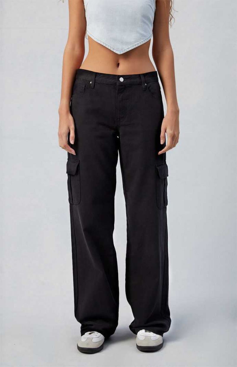 Pantalones PacSun Black Low Rise Extreme gy Cargo Mujer Negras | PFJDH3028