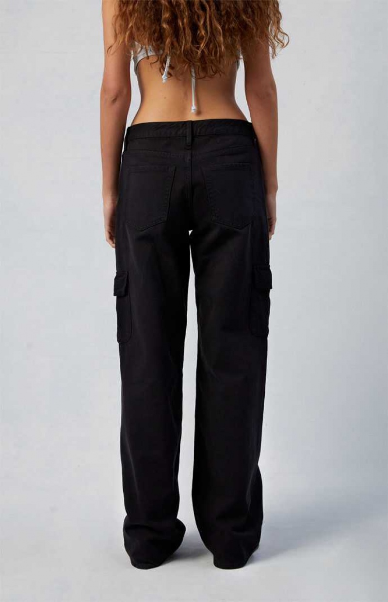 Pantalones PacSun Black Low Rise Extreme gy Cargo Mujer Negras | PFJDH3028