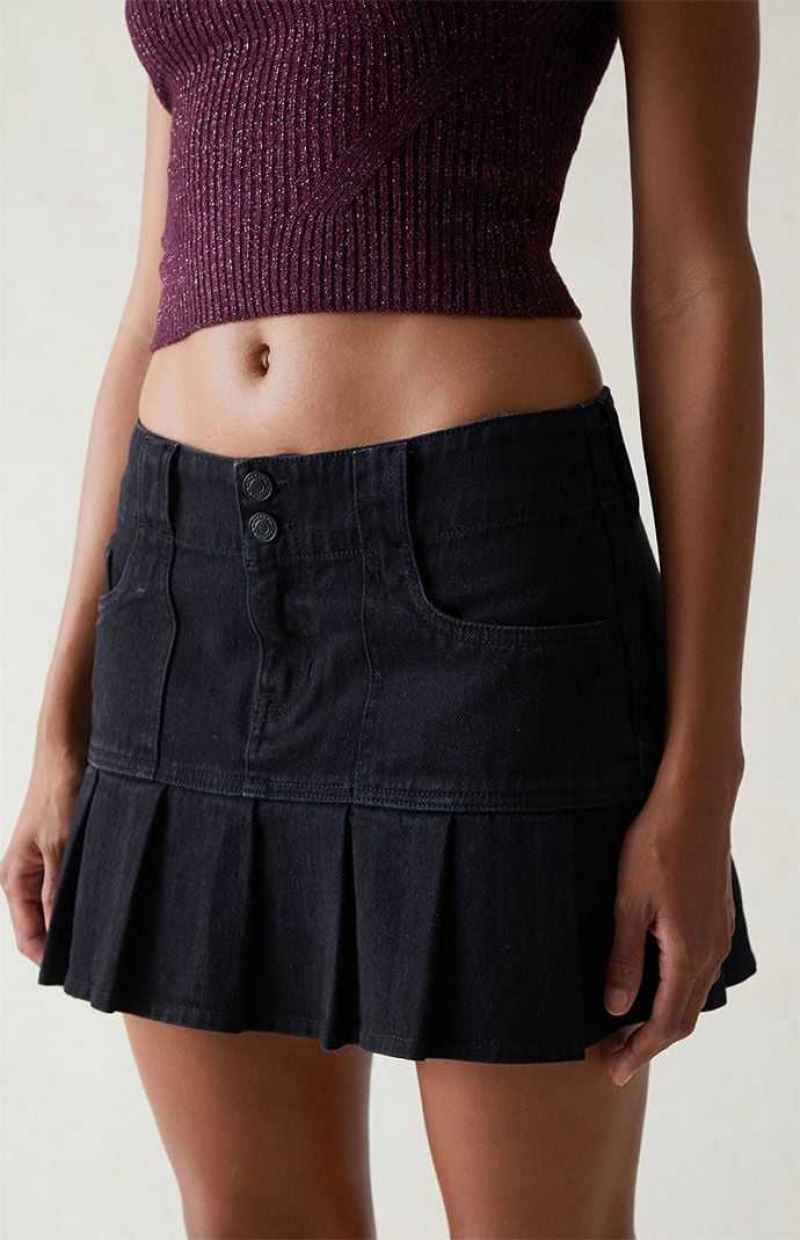 Pantalones PacSun Black Low Rise Plisado Mini Skirt Mujer Negras | FDKNL5739