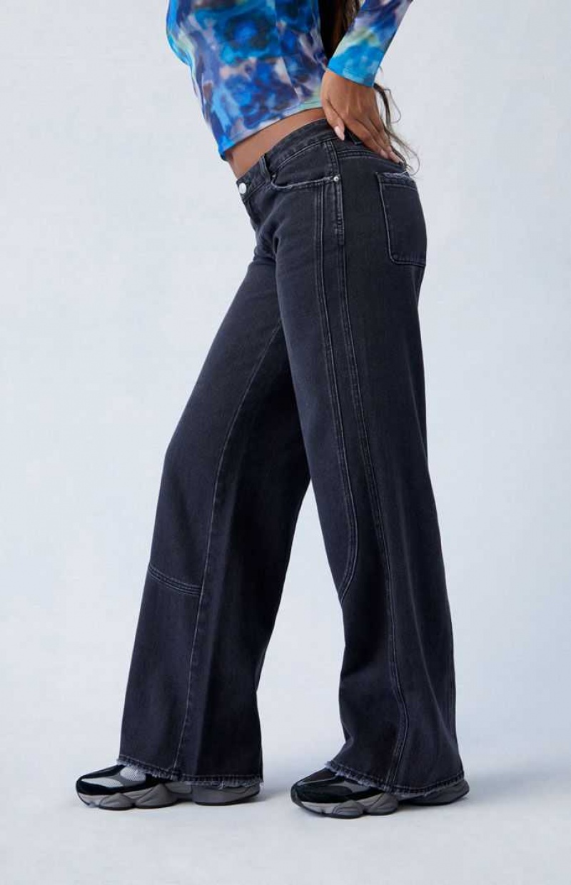 Pantalones PacSun Black Seamed Low Rise gy Mujer Indigo | BOHFX8130