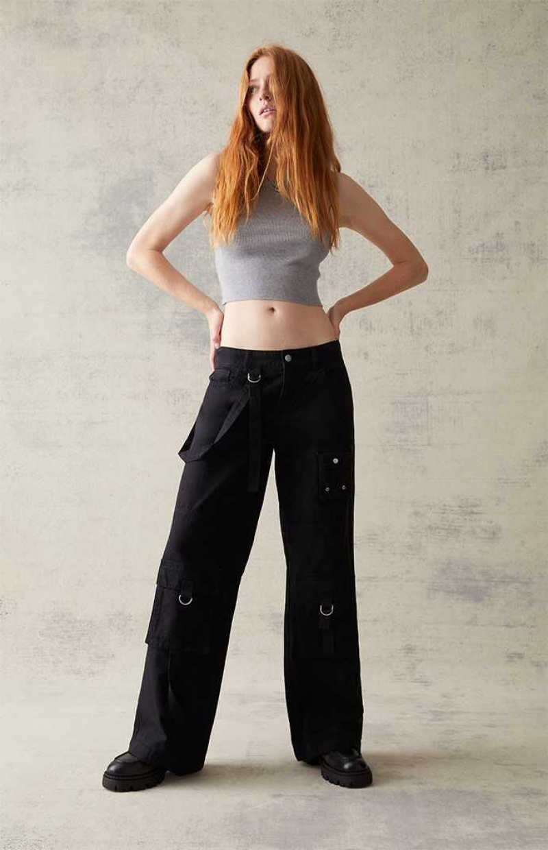 Pantalones PacSun Black Suspender '90s gy Cargo Mujer Gris Oscuro | FKYOQ6071