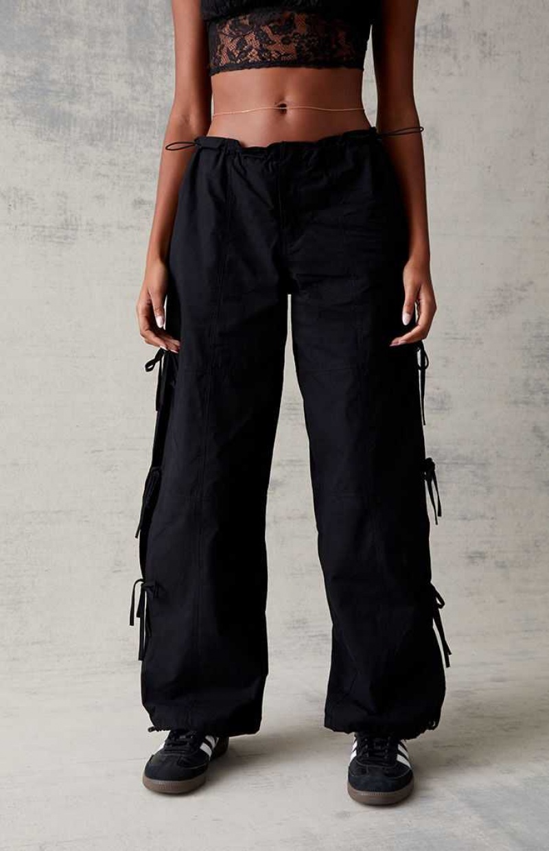 Pantalones PacSun Black Tie Side gy Mujer Negras | EAQPI3087