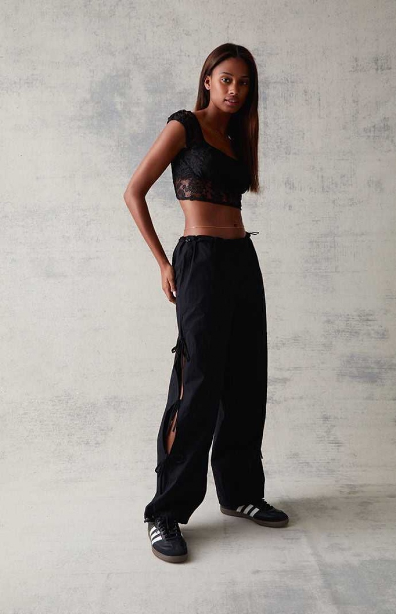 Pantalones PacSun Black Tie Side gy Mujer Negras | EAQPI3087