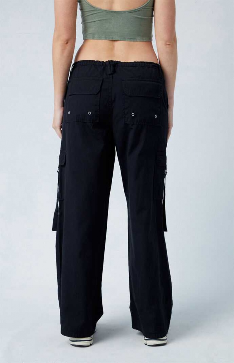 Pantalones PacSun Black Toggle gy Cargo Mujer Gris Oscuro | OIRSV6905