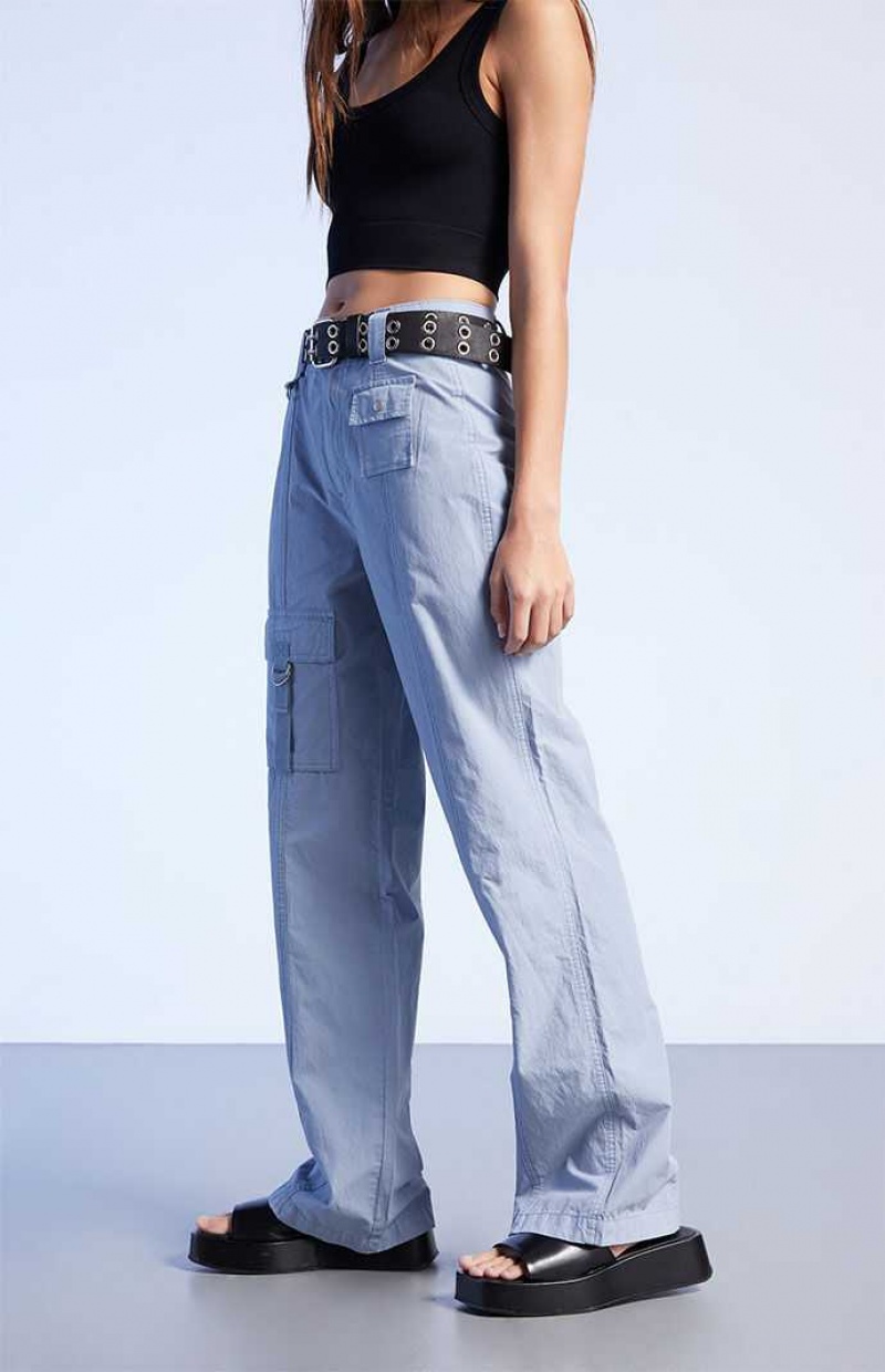 Pantalones PacSun Blue Cargo Flare Mujer Azules | DGOZK5426