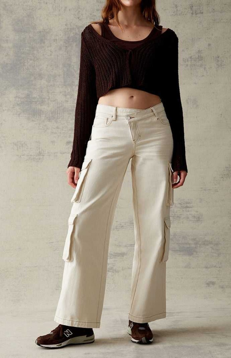 Pantalones PacSun Bone Asymmetrical \'90s gy Cargo Mujer Beige | HBMRK3940