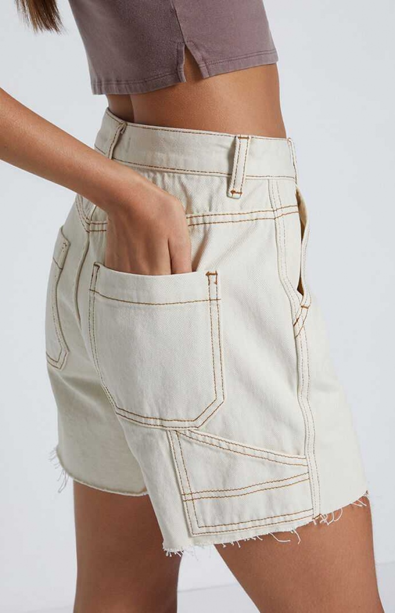 Pantalones PacSun Bone Carpenter Dad Mujer Beige | SLMJD2946