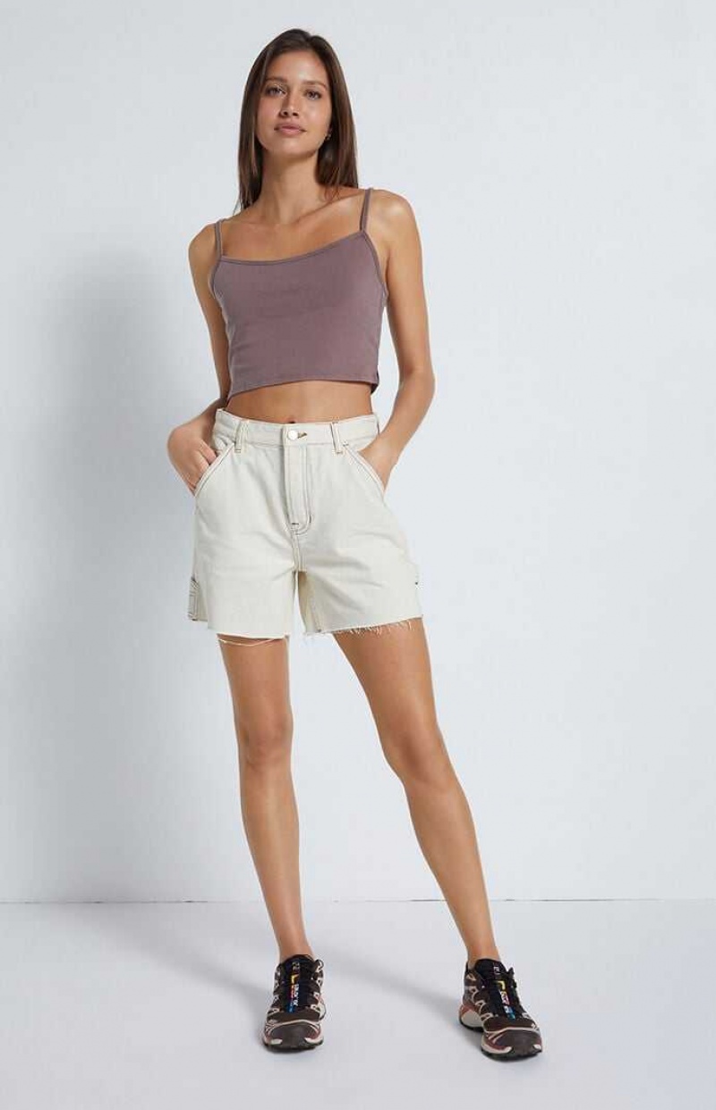 Pantalones PacSun Bone Carpenter Dad Mujer Beige | SLMJD2946