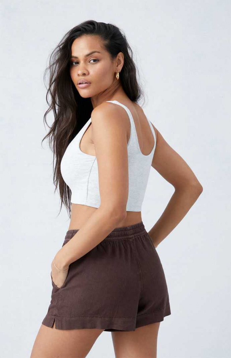 Pantalones PacSun Brown Linen Tie Front Mujer Marrones | UWEMI0956