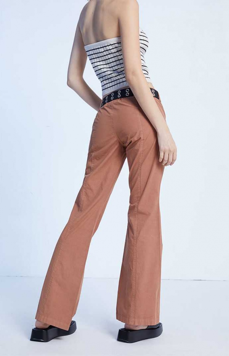 Pantalones PacSun Brown Low Rise Flare Mujer Marrones | LAZVT1702